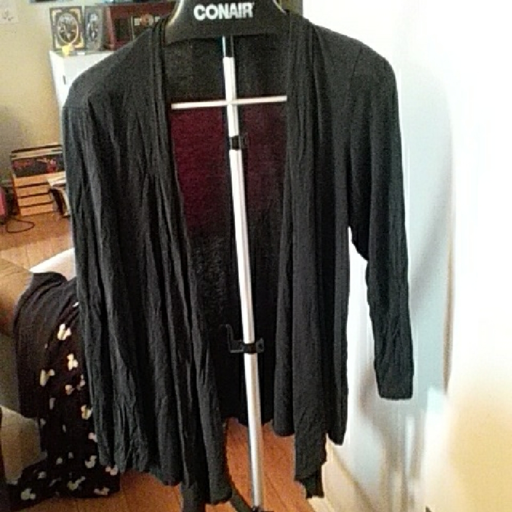 Penningtons Black Cardigan Sweater Lightweight Open-Front 1X